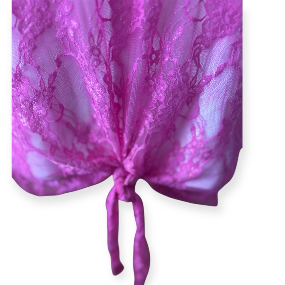 Pink Lace Tie-Front Top NWT - Picture 3 of 7